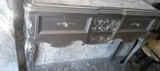 Mesa de tocador vintage plateada