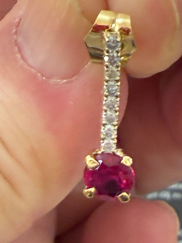 Pendientes Oro 18k Diamantes y Rubíes