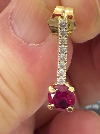 Pendientes Oro 18k Diamantes y Rubíes