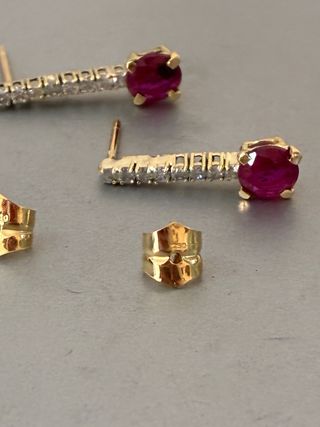 Pendientes Oro 18k Diamantes y Rubíes