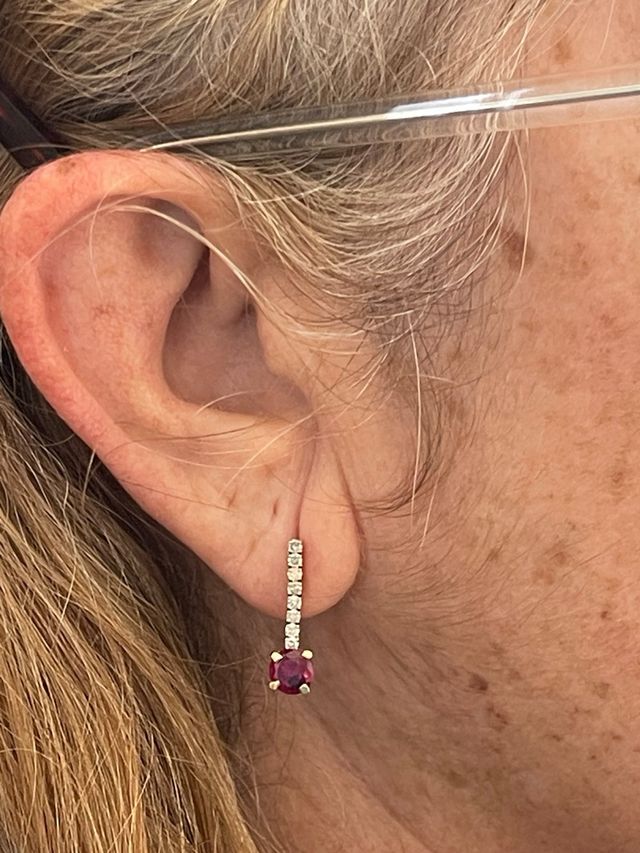 Pendientes Oro 18k Diamantes y Rubíes