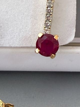 Pendientes Oro 18k Diamantes y Rubíes