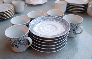 Juegos de café porcelana blanco y azul