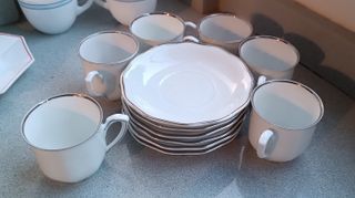 Juegos de café porcelana blanco y azul