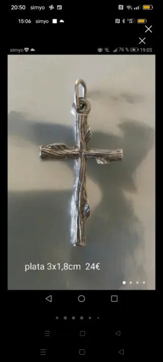 Cruz de plata vintage 3x1,8cm 24€