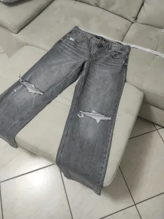 Stradivarius jeans donna a zampa grigi
