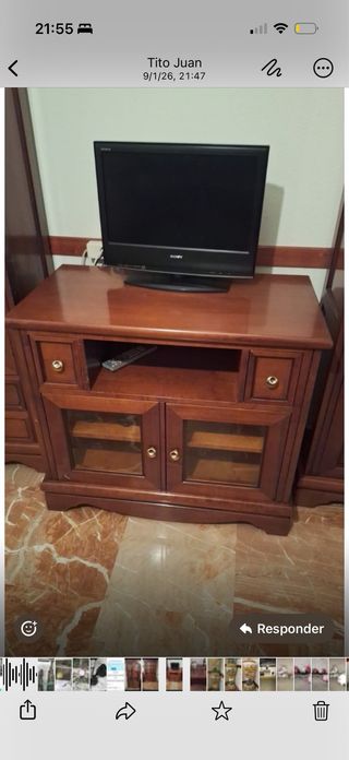 Mueble TV madera y cristal