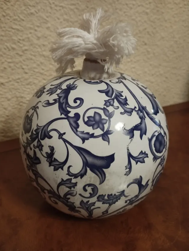 Lámpara Aceite Cerámica Azul Estilo Holandés