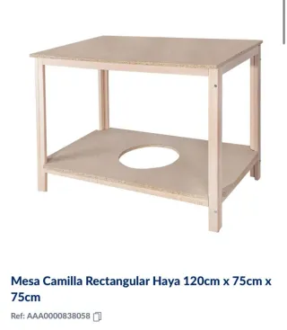 Mesa Camilla Rectangular Haya 120x75cm
