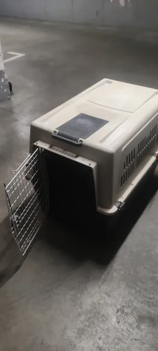 Transportín Plástico Mascota Negro/Gris