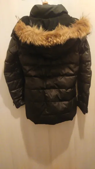 Plumífero Negro Piel Sintética