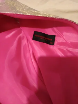 Vestido fiesta corto rosa fucsia  flecos. T46/48