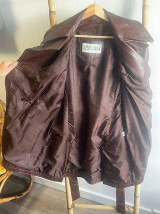 Gabardina de cuero auténtico marrón