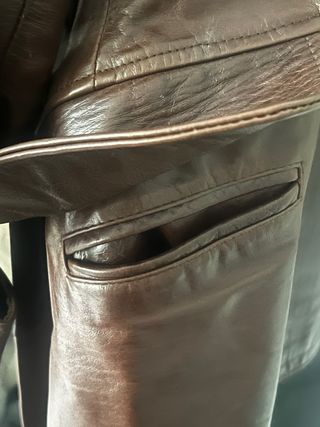 Gabardina de cuero auténtico marrón