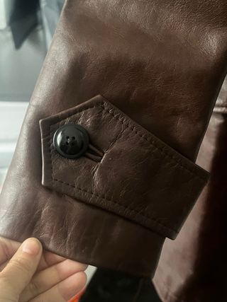 Gabardina de cuero auténtico marrón