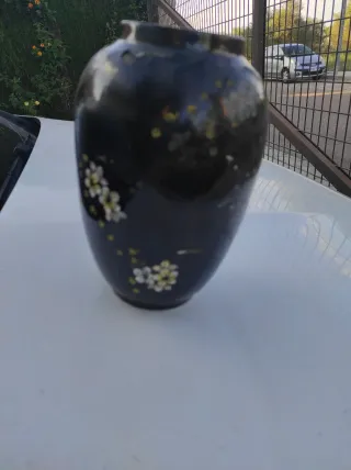 Jarrón Antiguo Madera Lacada