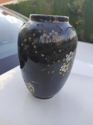 Jarrón Antiguo Madera Lacada