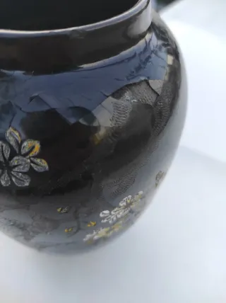 Jarrón Antiguo Madera Lacada