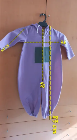 Disfraz infantil púrpura con capucha, teletuvi