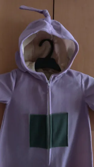 Disfraz infantil púrpura con capucha, teletuvi