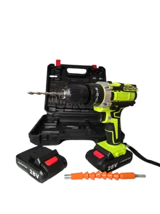 Taladro Inalámbrico 28V + 2 Baterías y Accesorios