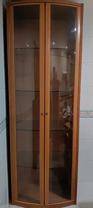 Vitrina de cristal y madera