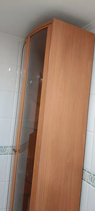 Vitrina de cristal y madera