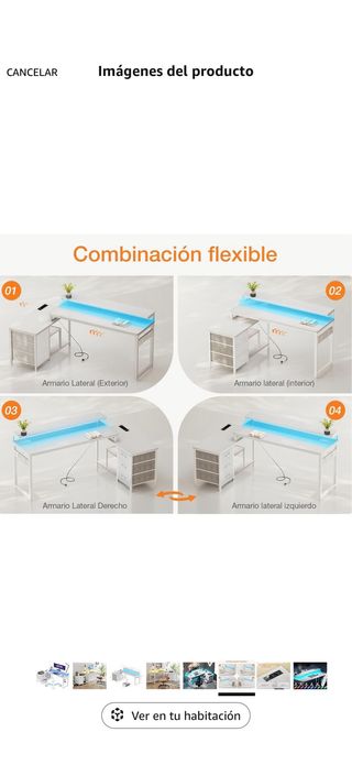 Escritorio Gamer Blanco y Azul