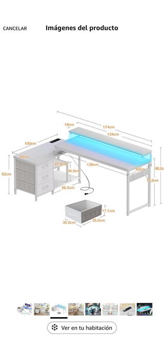 Escritorio Gamer Blanco y Azul