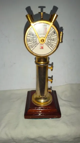 Antiguo telégrafo bronce madera cerezo náutico