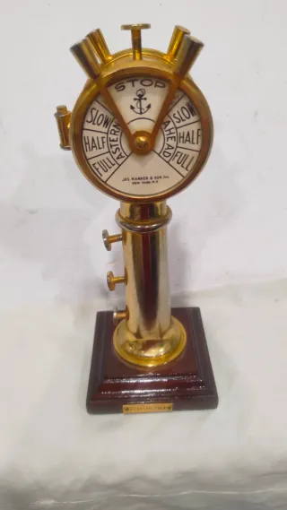 Antiguo telégrafo bronce madera cerezo náutico