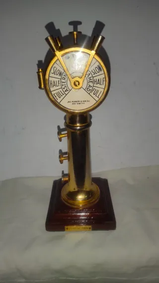 Antiguo telégrafo bronce madera cerezo náutico