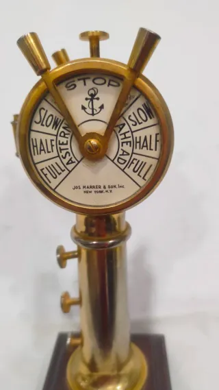 Antiguo telégrafo bronce madera cerezo náutico