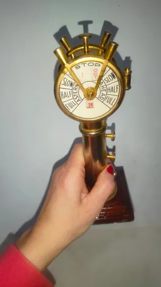 Antiguo telégrafo bronce madera cerezo náutico