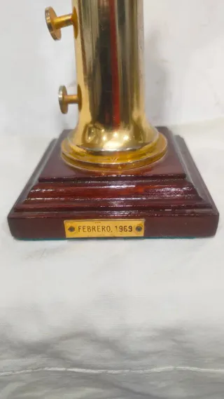 Antiguo telégrafo bronce madera cerezo náutico