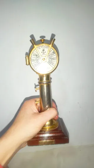 Antiguo telégrafo bronce madera cerezo náutico