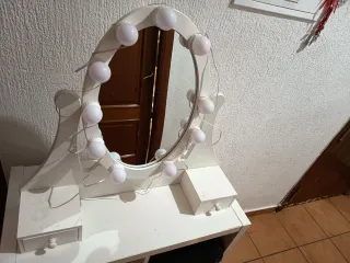 Espejo Tocador con Luces LED y dos cajones pequeño