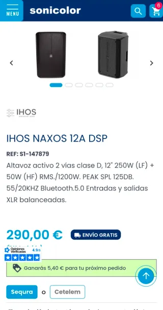 Altavoces autoamplificados Ihos naxo 12a dsp