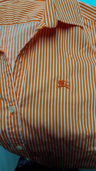 Camisa Burberry London Rayas Naranja Mujer