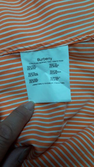 Camisa Burberry London Rayas Naranja Mujer