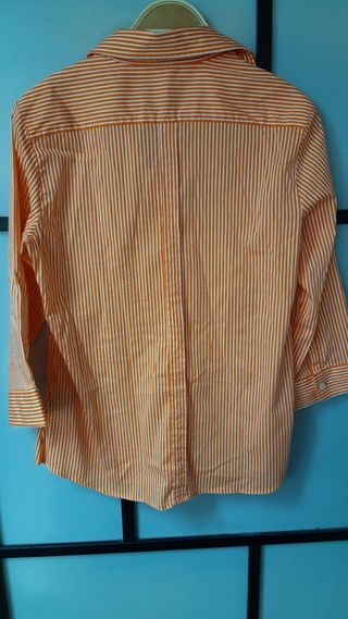 Camisa Burberry London Rayas Naranja Mujer