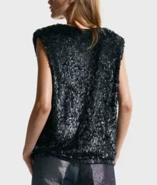 Top lentejuelas negro sin mangas