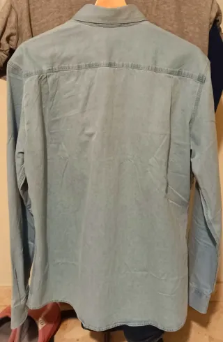 Camisa vaquera Mango hombre azul claro talla L