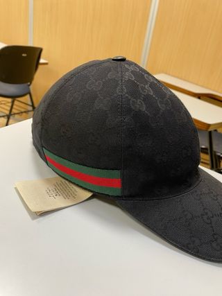 Gorra Gucci Negra con Raya Verde y Roja