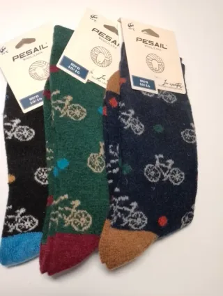 Lote 3 pares calcetines lana hombre bicicletas
