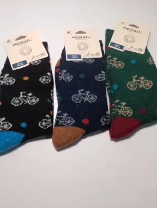 Lote 3 pares calcetines lana hombre bicicletas
