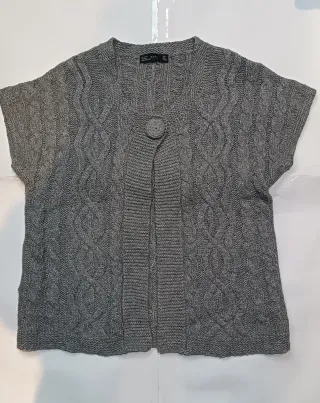 Cárdigan Zara Lana Tejido Punto Gris Talla L