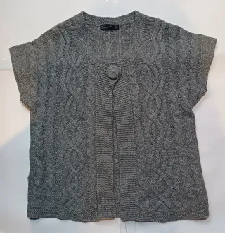 Cárdigan Zara Lana Tejido Punto Gris Talla L