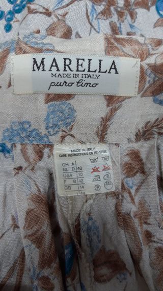 Falda vintage Marella lino beige floral