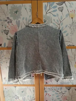Chaqueta Tweed Zara Azul y Blanca talla L